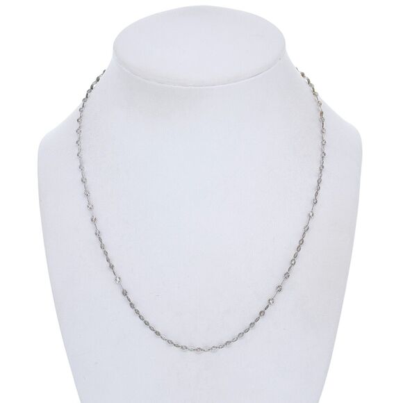 WORN GOLD PLATING Italian Danecraft Sterling Silver Textured Chain Necklace 18" - Picture 1 of 5